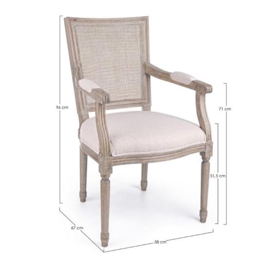 klasszikus tomorfa kopottas antikolt provanszi provence mediterran country rusztikus szek karosszek etkezoszek len rattan natur termeszetes butor vintage konyha.jpg
